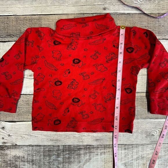 Vintage Baby Boy Toddler Red Animal Print Jungle Lion Tiger Long Sleeve Shirt - Picture 5 of 6